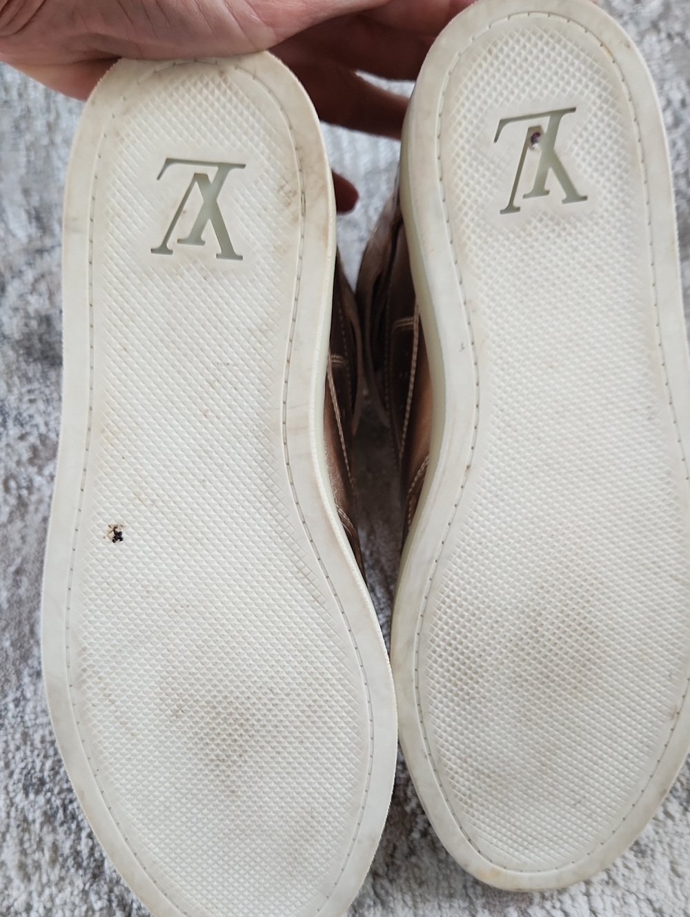 Louis Vuitton High Top Gold Lesther Sneakers, Size 6 1/2 - Picture 8 of 11